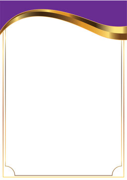 abstract graduation certificate background layout with deep purple gold wavy line