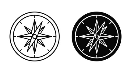 Minimalist compass rose icons for navigation travel mapping and geographic direction © Tulippp