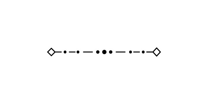 Decorative horizontal line divider with diamond ends and dotdash pattern, isolated on transparent background
