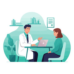 Fototapeta premium Doctor Patient Consultation In Medical Office Explaining Health Information