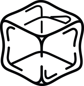 Single ice cube minimalist line icon with cold drinks, refreshing drink