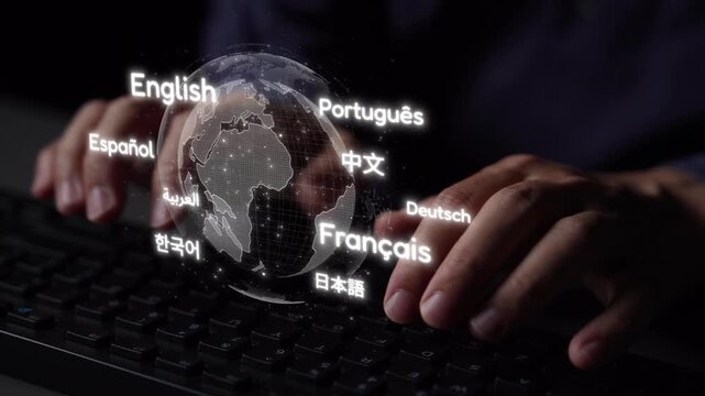 Global communication with multiple languages, digital translation tools, multilingual technology, cross-cultural communication, and virtual language learning environments. Muxer
