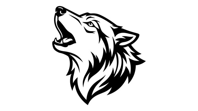 Howling wolf head vector illustration for wilderness themed camping or outdoor adventure.