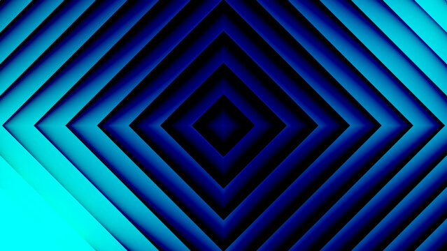 Abstract Blue Metallic Geometric Background with Silver Lines, 3D Wave Pattern, Dark Gradient Texture and Modern Vector Design Wallpaper Illustration