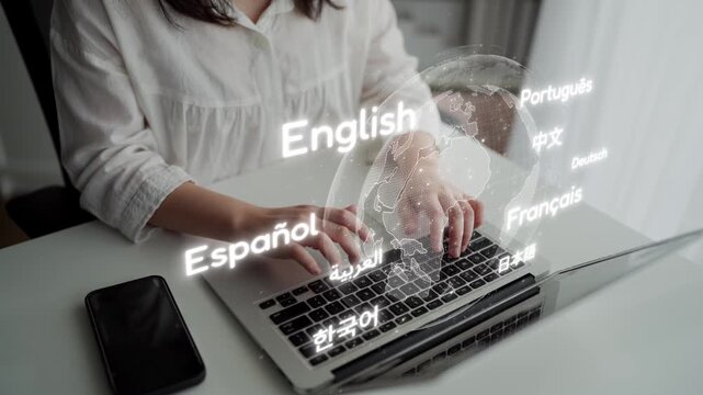 Global communication with multiple languages, digital translation tools, multilingual technology, cross-cultural communication, and virtual language learning environments. Muxer