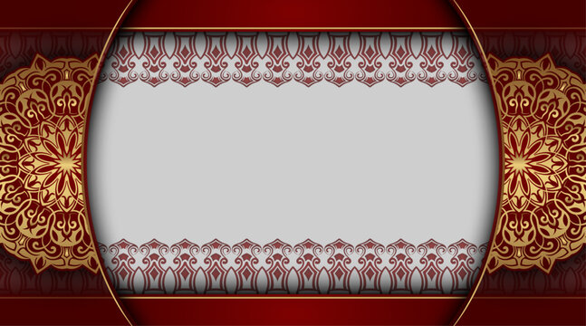 Luxury red background with gold mandala ornament