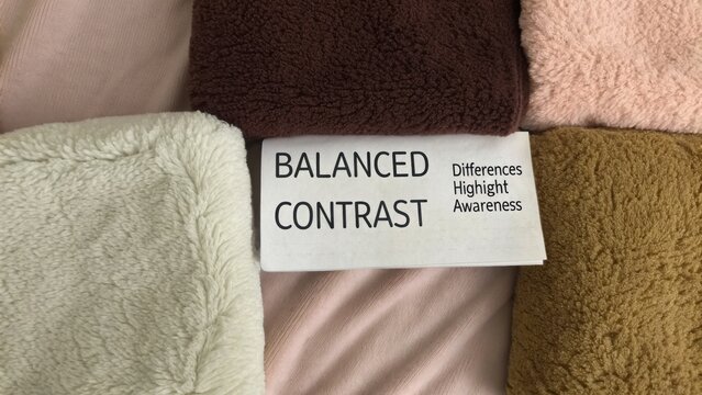 Cozy Fabric Samples with Text Highlighting Balanced Contrast and Awareness of Textures on Soft Background