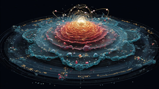Electron cloud visualization showing probability distribution subatomic particle behavior atomic models quantum mechanics illustration and chemical structure representation