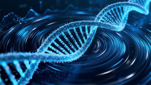 Blue DNA double helix structure