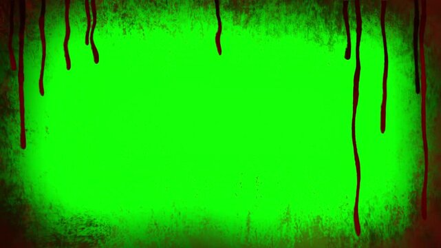 Spooky green halloween background with blood dripping effect for video and text overlay