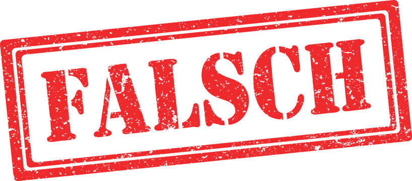 Red grunge rubber stamp with the german word falsch which means false or wrong in english
