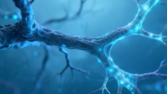 Neuron cell structure with glowing synapses