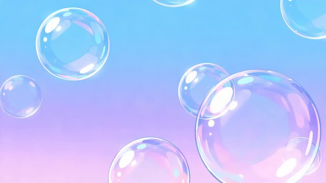 Bubbles floating in pastel sky