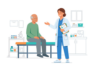 Fototapeta premium Doctor Consuulting Elder Patient During Medical Examination