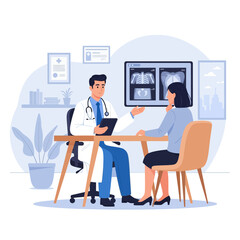 Fototapeta premium Doctor Consulting Patient With Medical X-rays And Healthcare Setting
