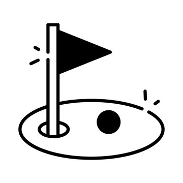 Flag with ball denoting concept of golf course