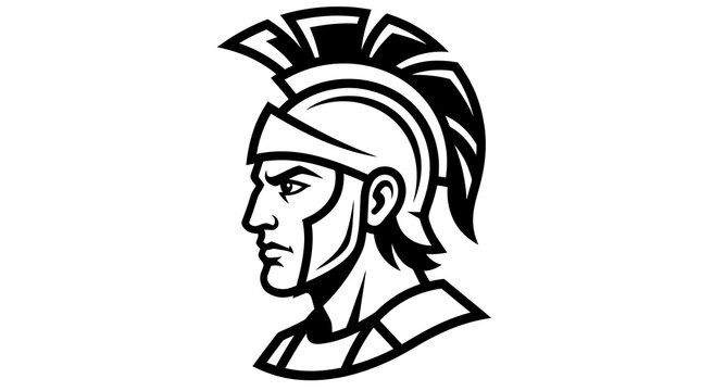 Roman warrior gladiator soldier character head vector graphic illustration design logo.