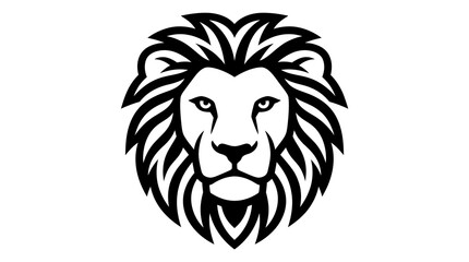 Fototapeta premium Lion head logo design featuring detailed mane silhouette isolated on white background vector.