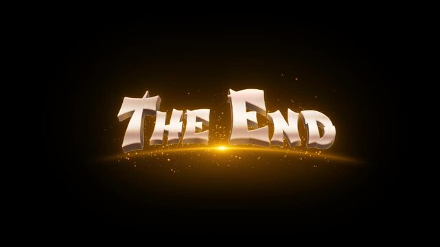 Fireworks exploding behind the end movie credits text on black background with colorful sparks