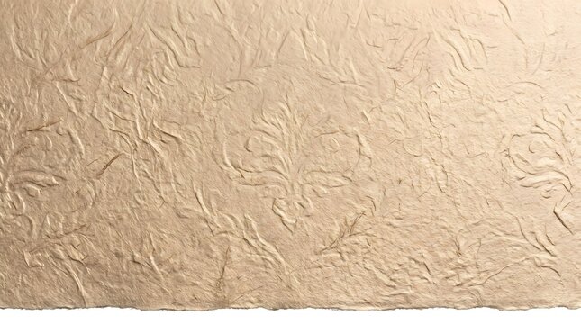 Vintage embossed handmade paper texture, beige floral damask pattern background, elegant cream parchment with deckle edge for wedding stationery