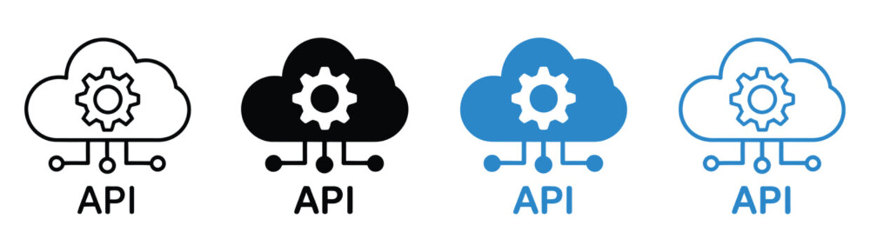 API Icon Set Featuring Application Programming Interface, Cloud Computing, Software Integration, Data Communication, Developer Technology And System Connectivity Symbols, Modern Editable Stroke.