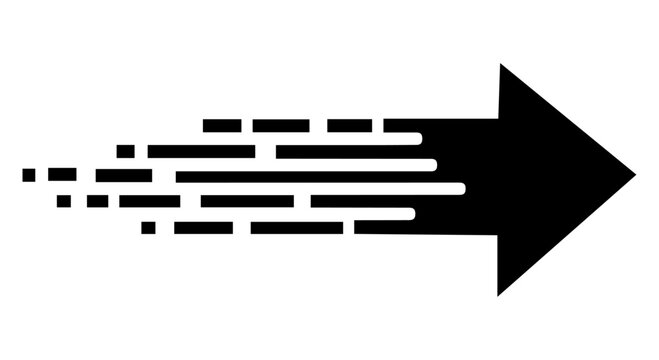 Black Dynamic Speed Motion Effect Arrow Icon Symbol for Rapid Action Fast Forward Digital Web Interface Navigation and Creative Graphic Design Elements