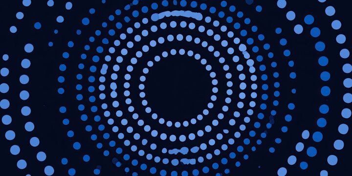 Abstract dark background with concentric blue circles of dots