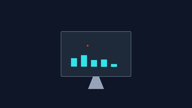 Animated business bar chart graph on computer screen displaying financial data growth and market analysis metrics animation 4k