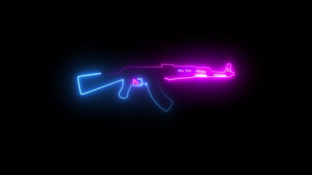 Animated Ak47 gun on black background
