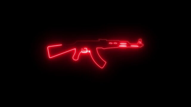 Animated Ak47 gun on black background