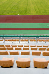 City Stadium with Running Track, Soccer Field and Grandstand © 영호 신
