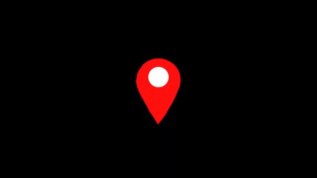 GPS location pointer animated with radio wave, location map pointer with pin icon and location animation 4k animation video on black backgroun.