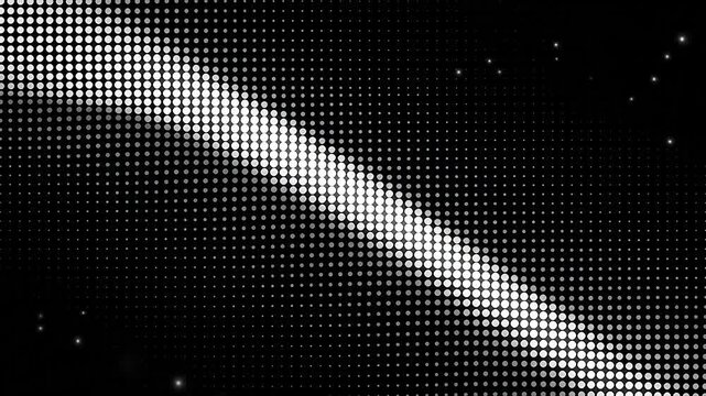 A monochromatic abstract background featuring a dynamic pattern of glowing circular light dots