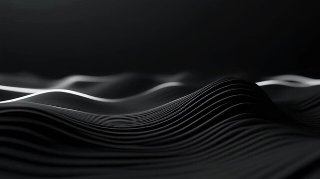 Abstract Dark Waves Background. Modern Flowing Lines. Elegant Black Design with Subtle Light