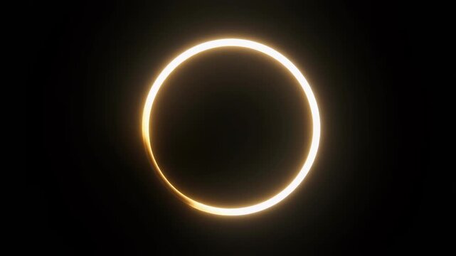 Realistic Annular Solar Eclipse 'Ring of Fire' Animation on Black Background