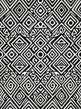 Black and white geometric tribal ethnic pattern background