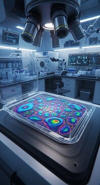 Modern laboratory scientist analyzing DNA sequencing data.