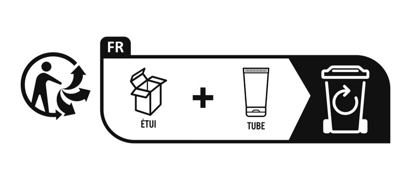 Triman logo box and tube recyclable france logo vector sign