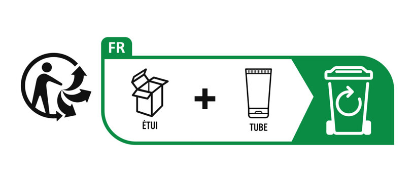 Triman logo box and tube recyclable france logo vector sign