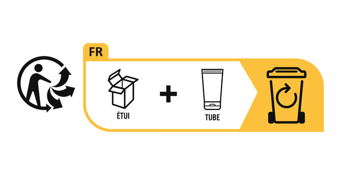 Triman logo box and tube recyclable france logo vector sign