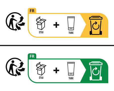 Triman logo box and tube recyclable france logo vector sign