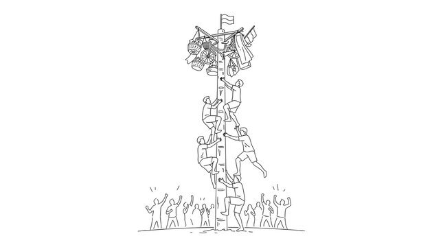 line art design vector competition of independent day indonesia panjat pinang