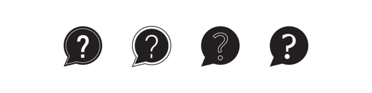 Question Mark Speech Bubble Icon Set. FAQ Help Message Symbol Vector Set. perfect for web, mobile, print, and branding projects.