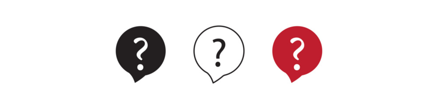question mark icons set in speech bubbles , Ideal for FAQ, customer support, help center, chat, messaging, inquiry, question