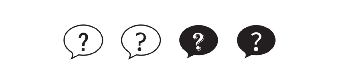 Question Mark Speech Bubble Icon Set. FAQ Help Message Symbol Vector Set. perfect for web, mobile, print, and branding projects.