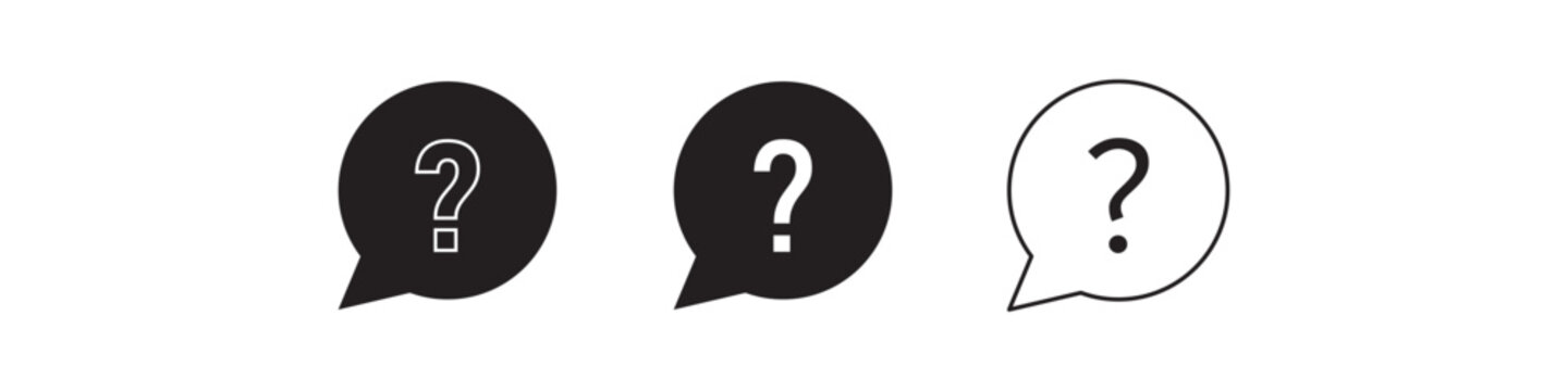 Question Mark Speech Bubble Icon Set. FAQ Help Message Symbol Vector Set. perfect for web, mobile, print, and branding projects.