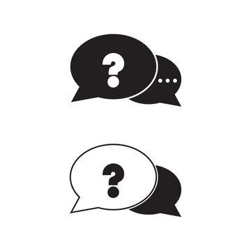 Question Mark Chat Bubble Icon Set. Overlapping Speech Balloons FAQ Help Vector Collection. Scalable EPS vector icons isolated on a white background for digital and print use.
