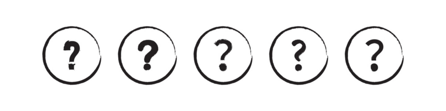 Hand drawn ink question mark icon set. Brush Style Question Mark symbol isolated on white background. vector illustration