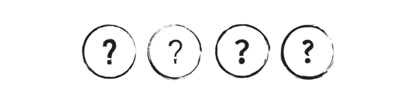 Hand drawn ink question mark icon set. Brush Style Question Mark symbol isolated on white background. vector illustration