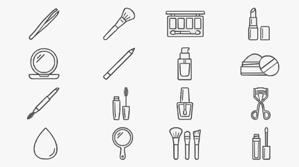 Obraz premium Sleek Minimalist Line Drawing Set of Beauty and Grooming Tools Icon Collection in Black and White